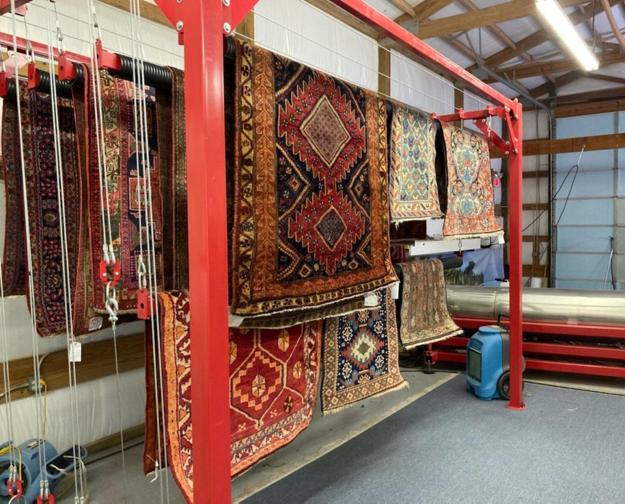 Cleaned rugs air drying in Chicago